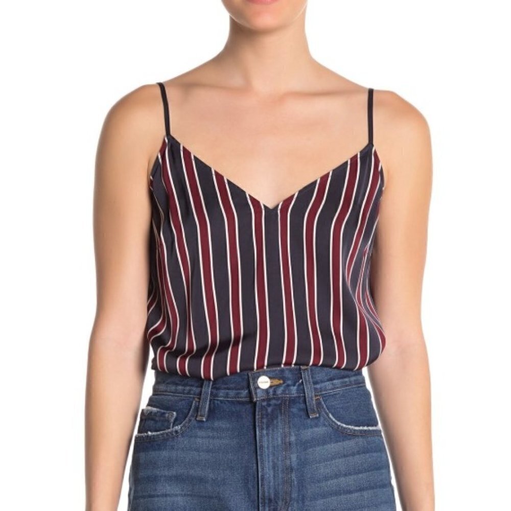 FRAME Striped Sleeveless Cami Tank Top, Navy Multi